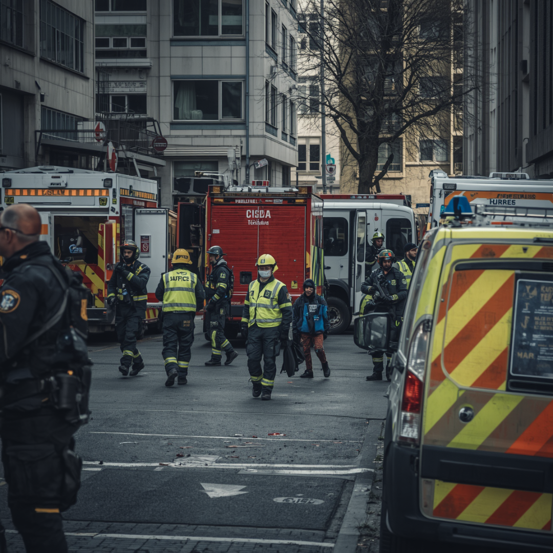 Emergency responders in protective gear during a CBRN preparedness exercise
